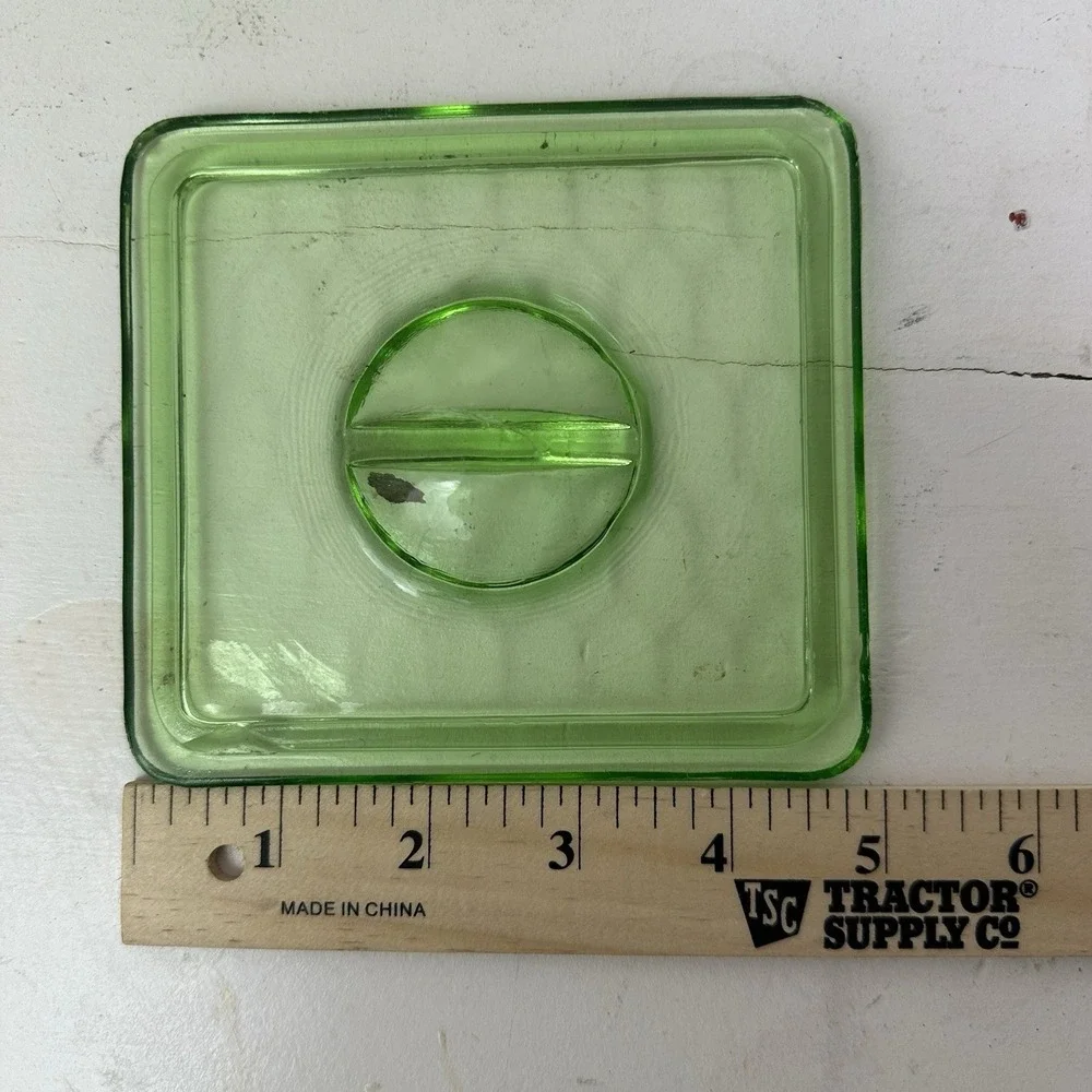 Uranium Glass‎ Lid Vaseline Green UV Reactive Depression Square 5